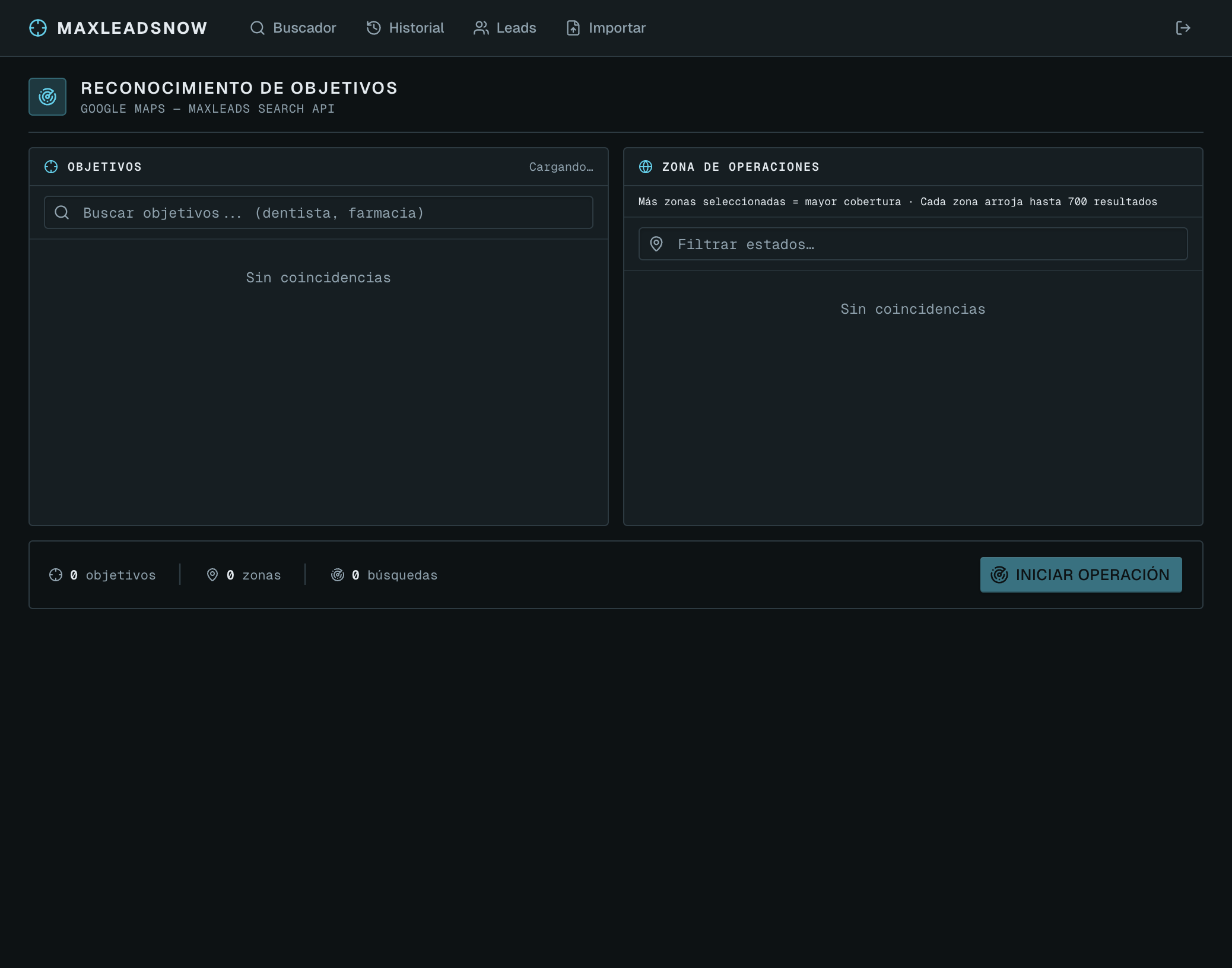 Búsqueda inteligente de negocios en MaxLeadsNow